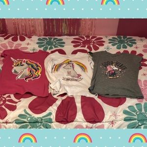 Lot of 3 size 7-8 gently used girls graphic tees